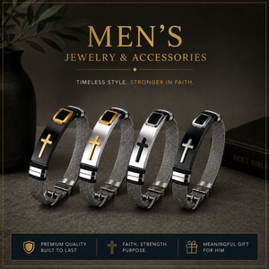 Men's Cross Bangle Bracelet Premium Stainless Steel