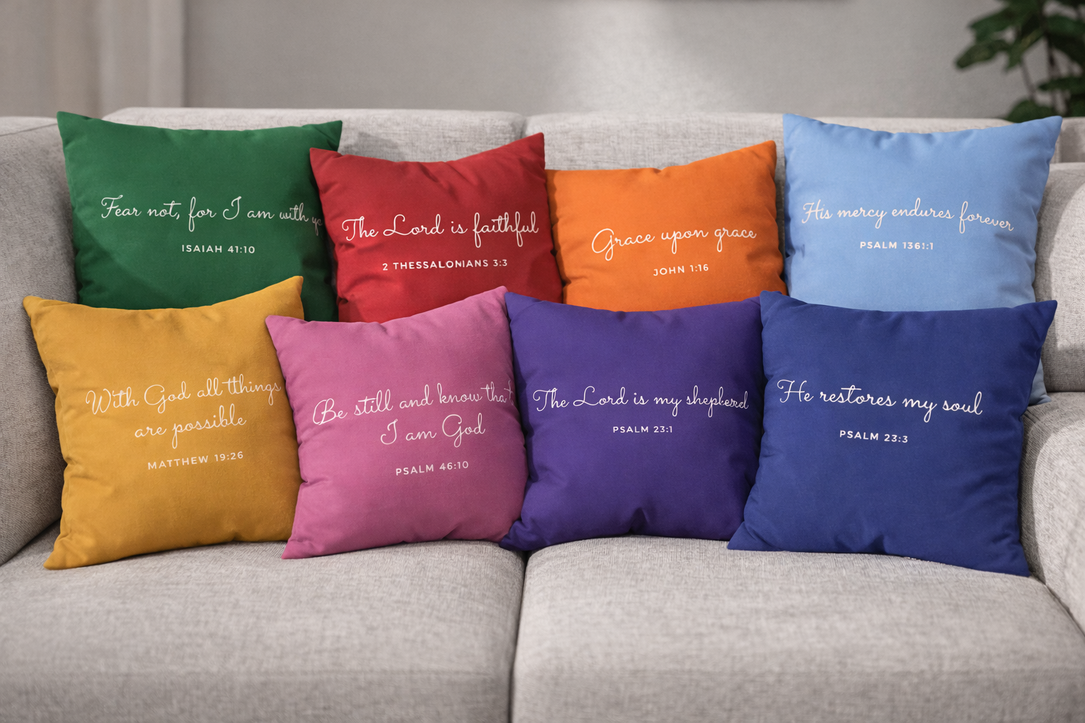 Pillow Cover Christian Minimal Home Décor Faith Design Colorful Pillow Case Bible Verse