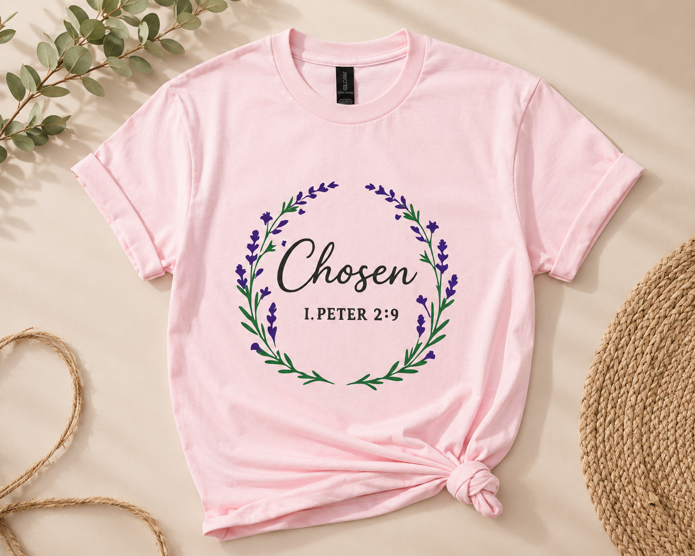 Chosen Christian T-Shirt Bible Verse Floral Faith Tee Women's Faith Gift Church Scripture Apparel