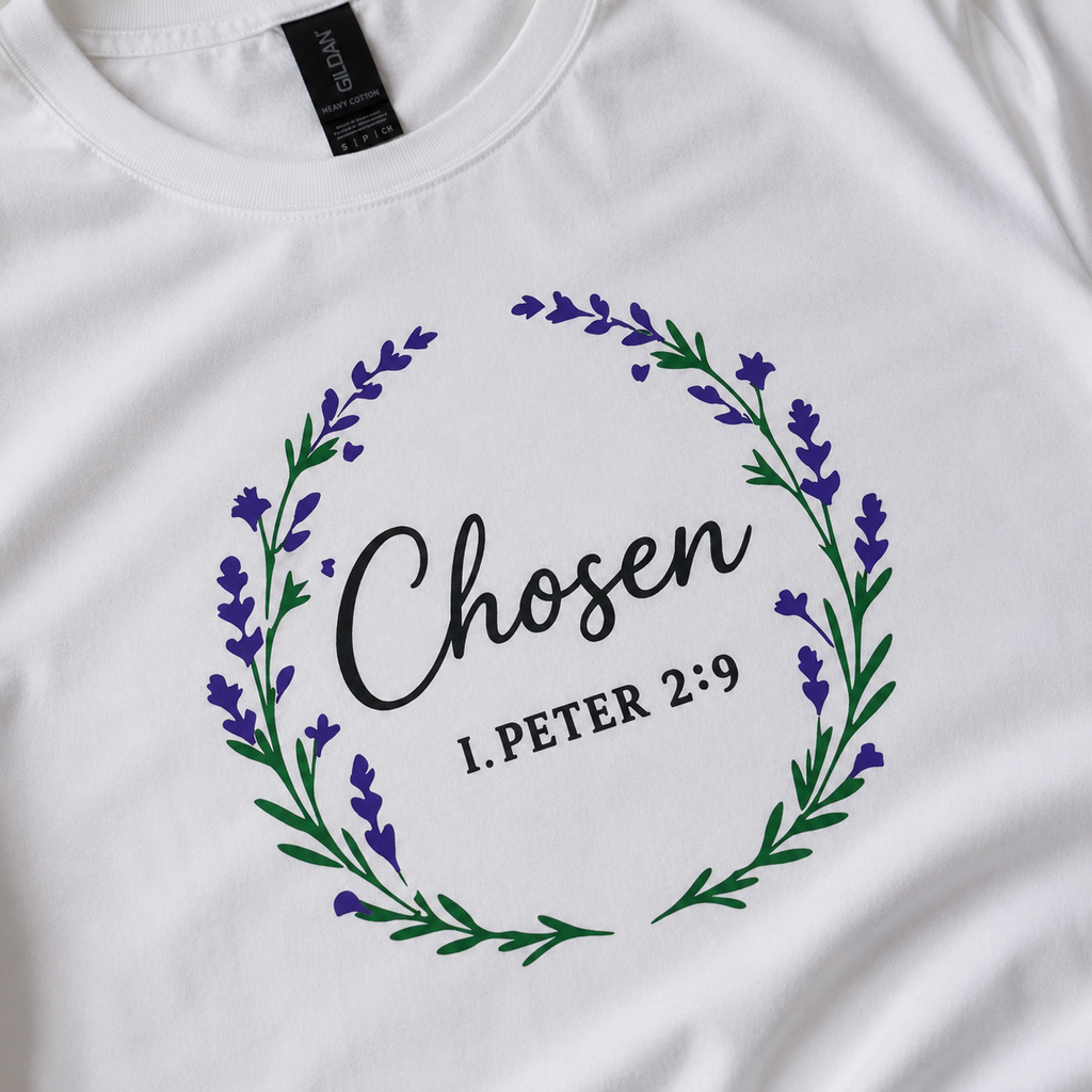 Chosen Christian T-Shirt Bible Verse Floral Faith Tee Women's Faith Gift Church Scripture Apparel