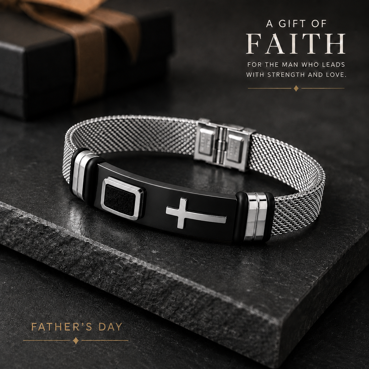 Men's Cross Bangle Bracelet Premium Stainless Steel