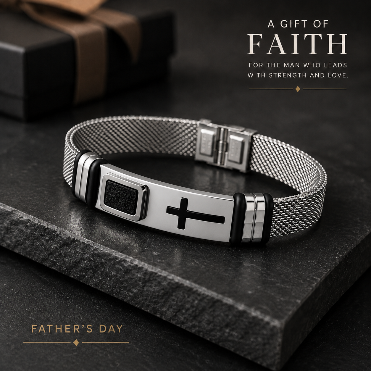 Men's Cross Bangle Bracelet Premium Stainless Steel