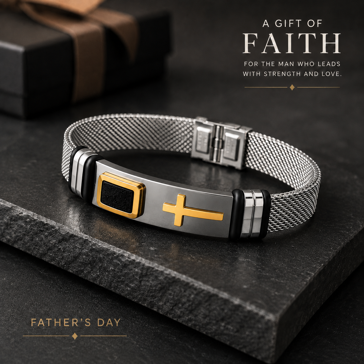 Men's Cross Bangle Bracelet Premium Stainless Steel