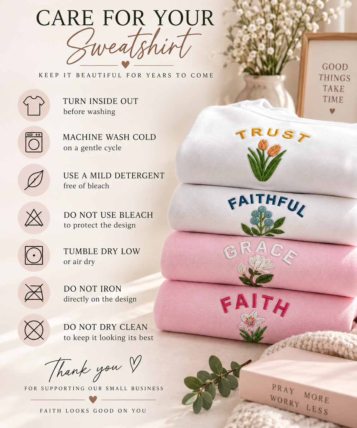 Christian Fall Crewneck Sweatshirt for Women Floral Sweater Cozy Faith Gift for Her