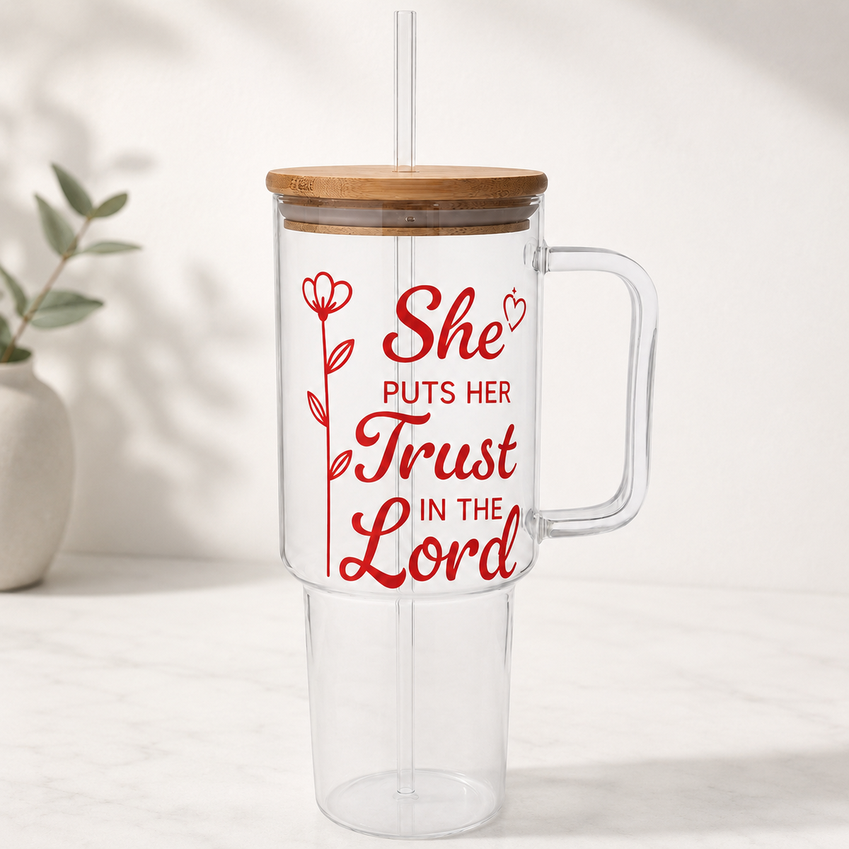 Glass Tumbler Personalized Christian Gift for Students Customized Water Bottle Present for Back to School