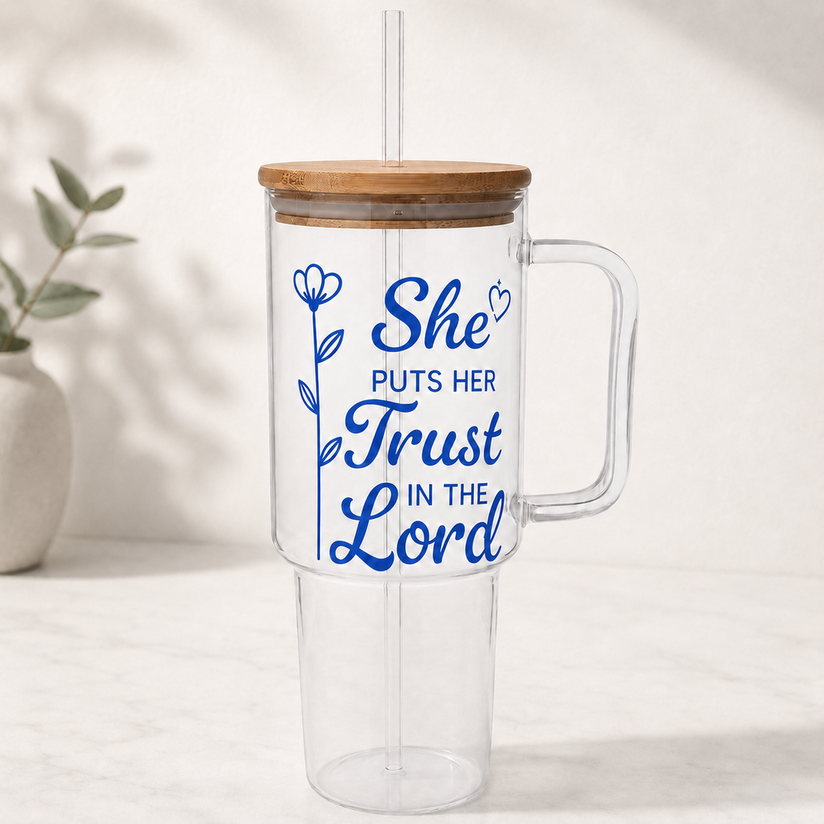 Glass Tumbler Personalized Christian Gift for Students Customized Water Bottle Present for Back to School