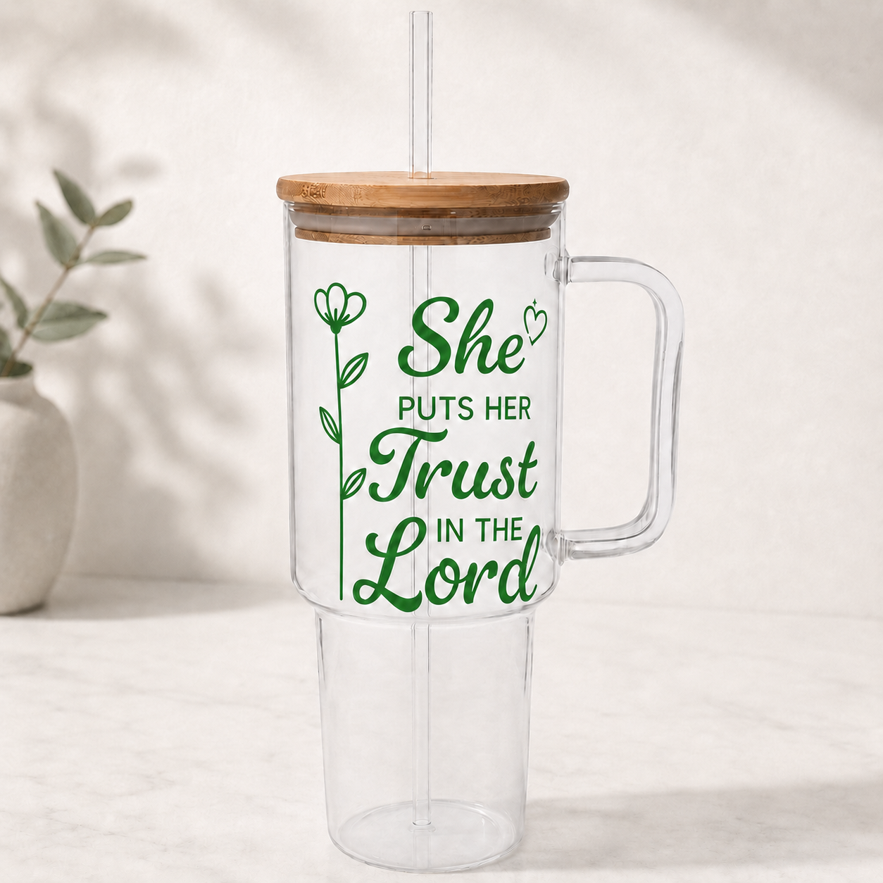 Glass Tumbler Personalized Christian Gift for Students Customized Water Bottle Present for Back to School