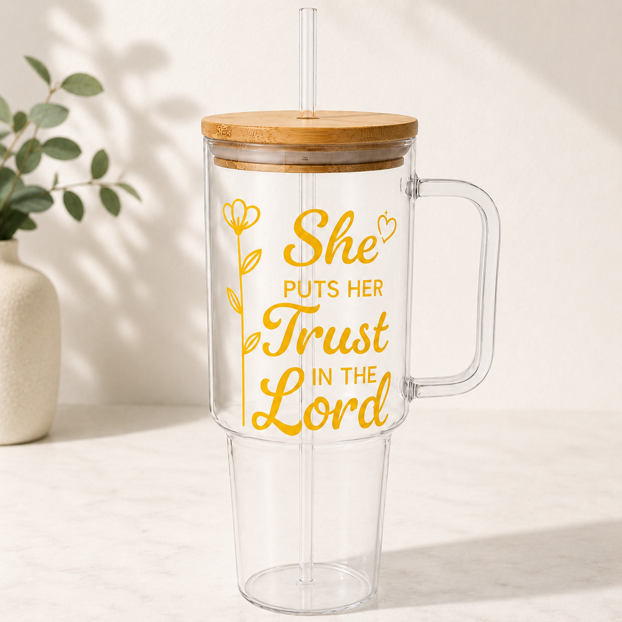 Glass Tumbler Personalized Christian Gift for Students Customized Water Bottle Present for Back to School