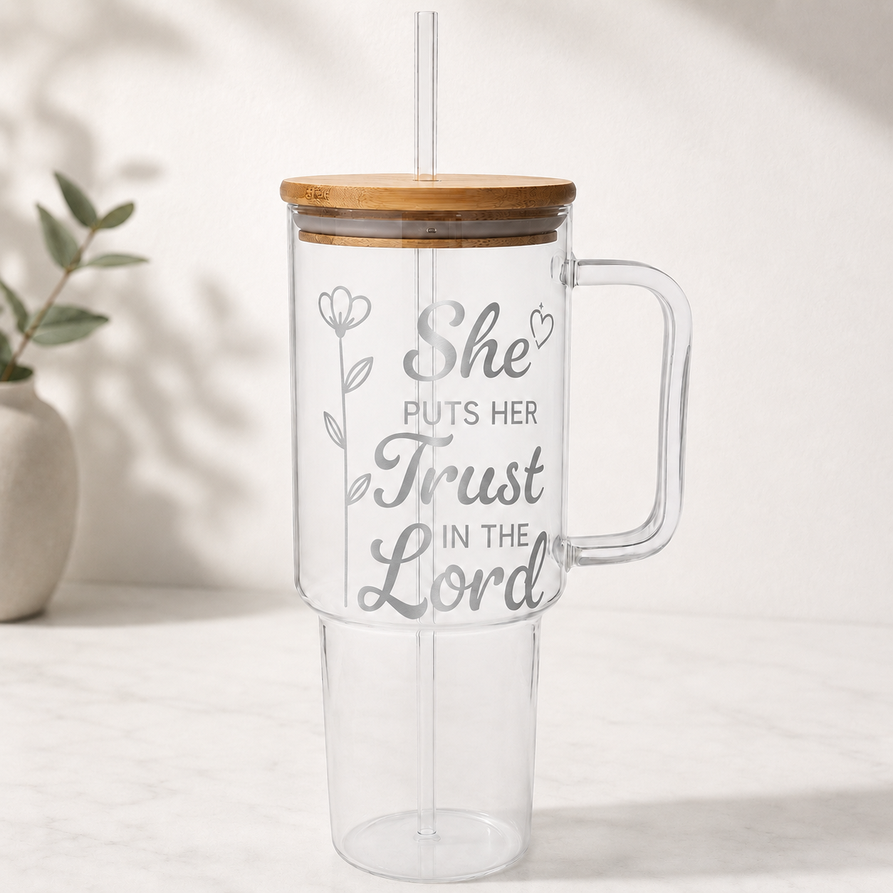 Glass Tumbler Personalized Christian Gift for Students Customized Water Bottle Present for Back to School