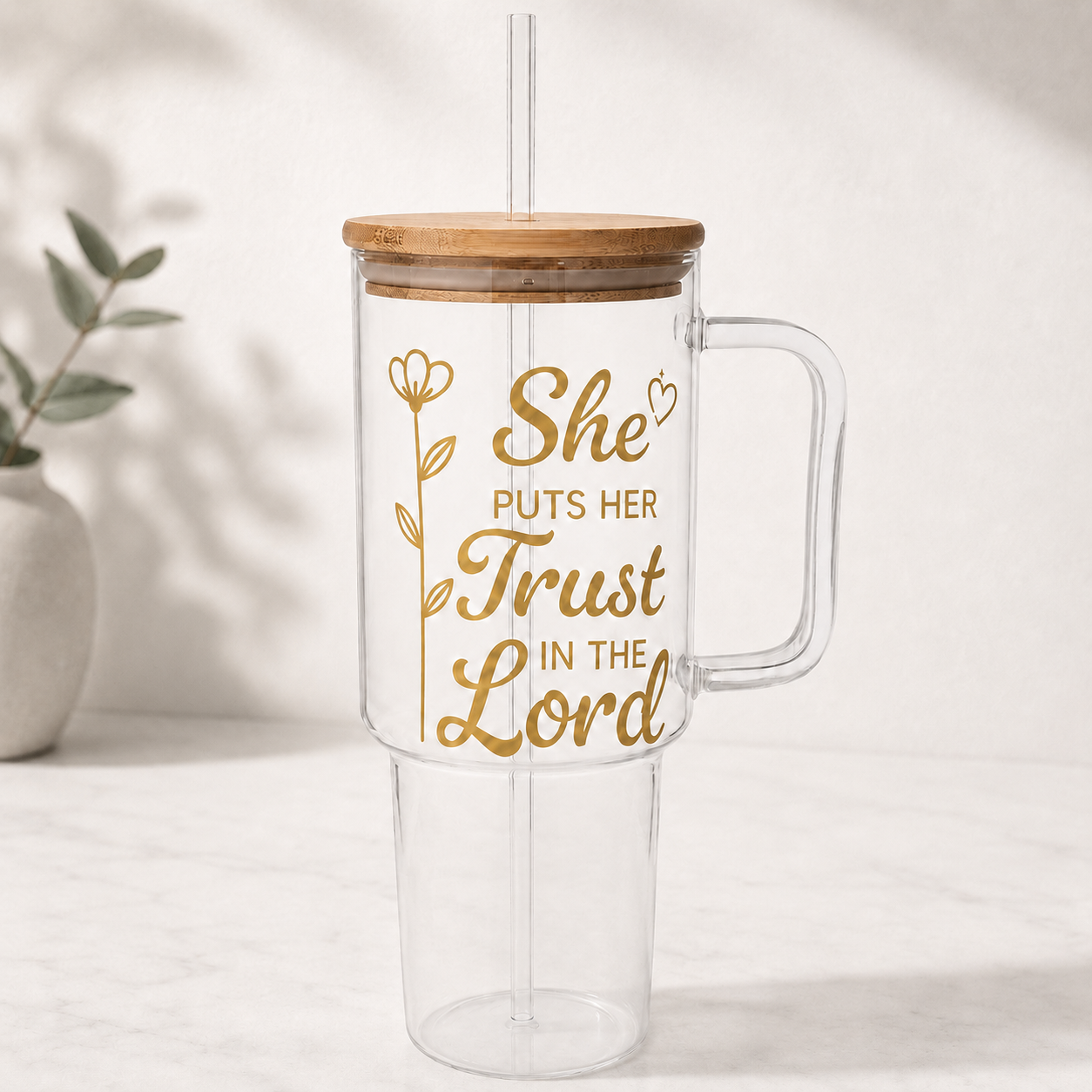 Glass Tumbler Personalized Christian Gift for Students Customized Water Bottle Present for Back to School