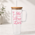 Glass Tumbler Personalized Christian Gift for Students Customized Water Bottle Present for Back to School
