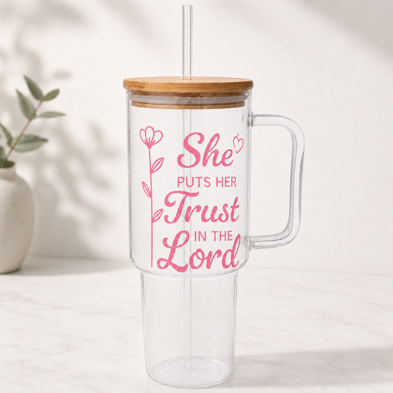 Glass Tumbler Personalized Christian Gift for Students Customized Water Bottle Present for Back to School