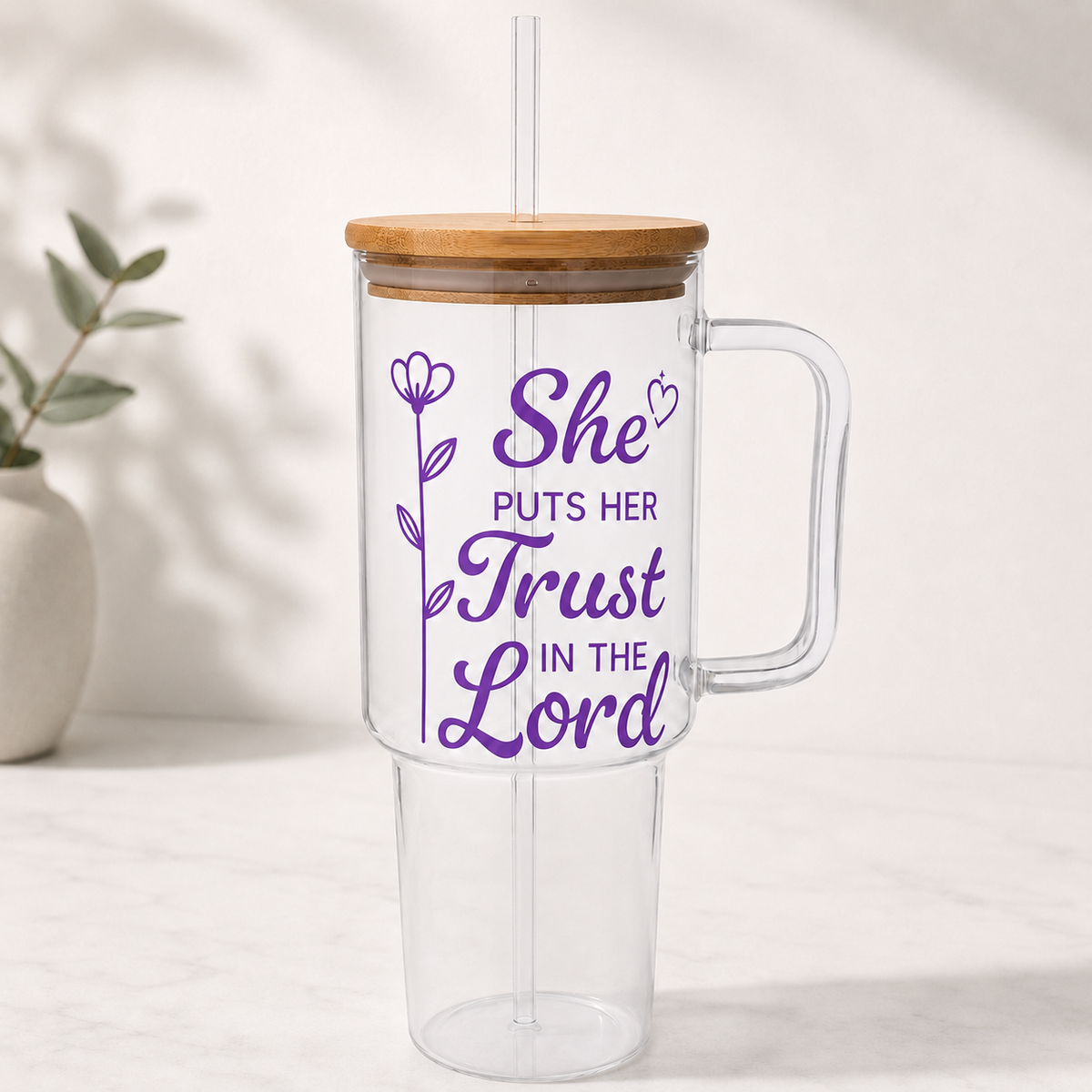 Glass Tumbler Personalized Christian Gift for Students Customized Water Bottle Present for Back to School