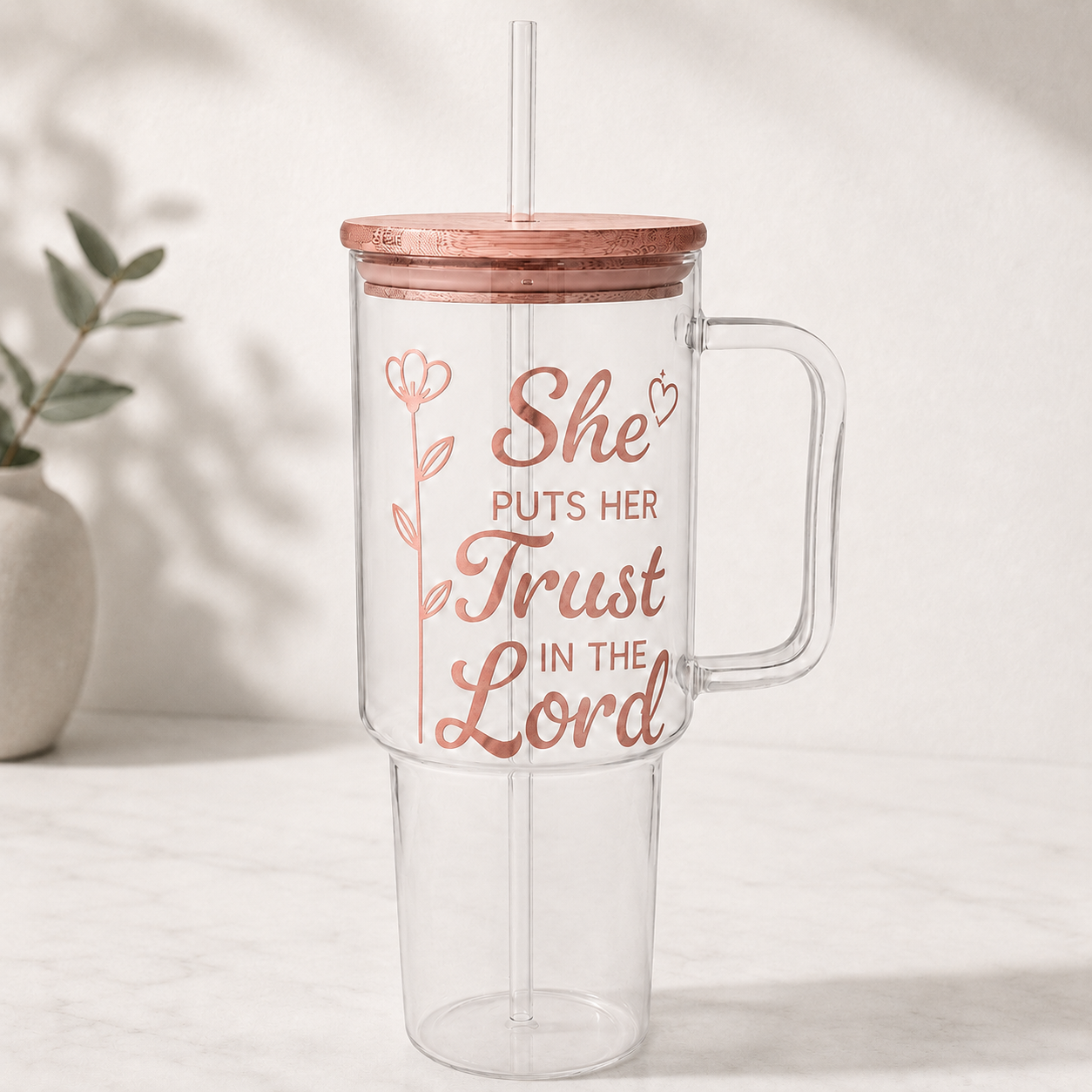 Glass Tumbler Personalized Christian Gift for Students Customized Water Bottle Present for Back to School