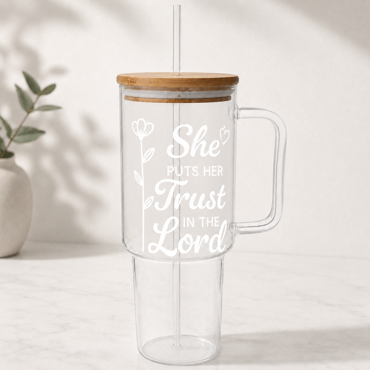 Glass Tumbler Personalized Christian Gift for Students Customized Water Bottle Present for Back to School