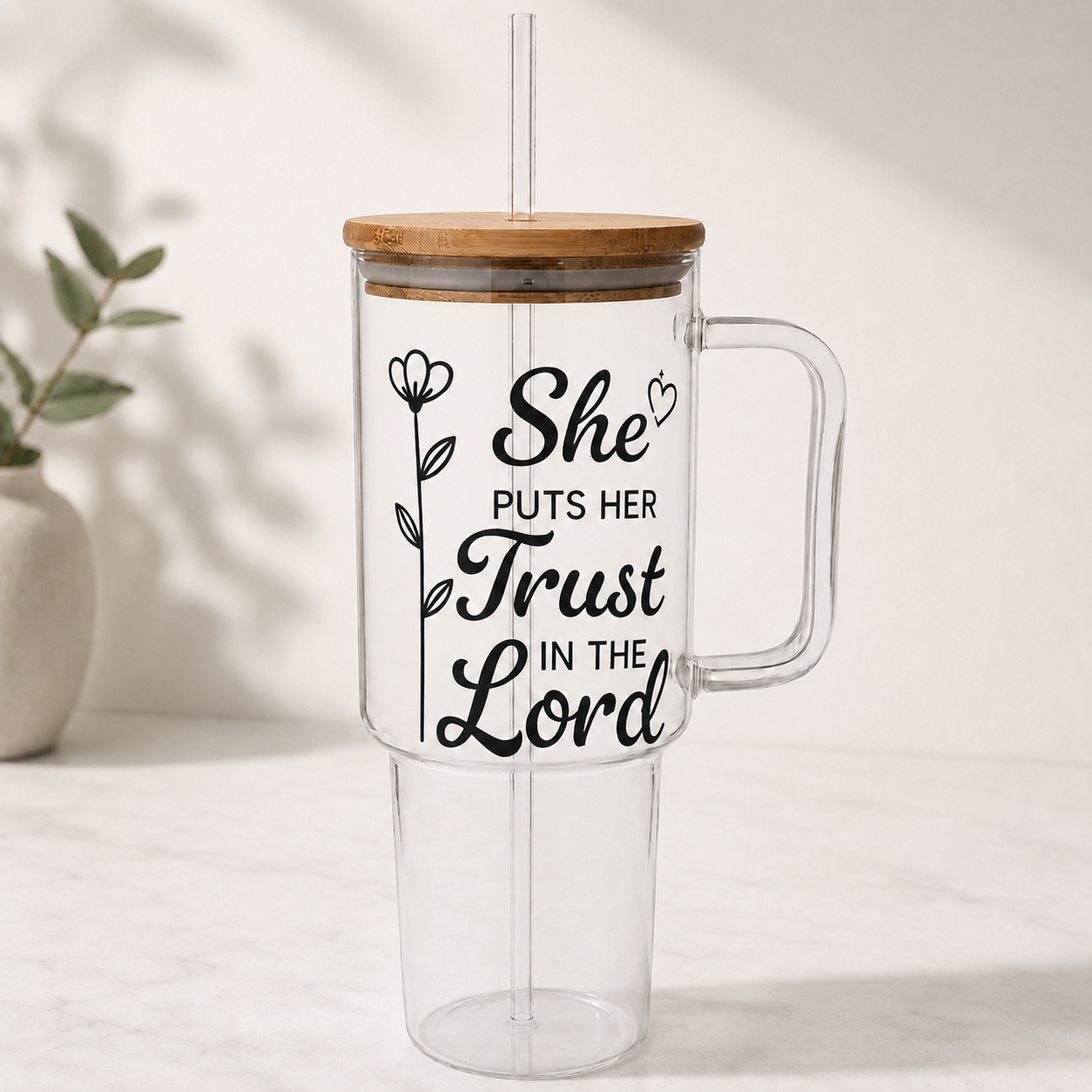 Glass Tumbler Personalized Christian Gift for Students Customized Water Bottle Present for Back to School