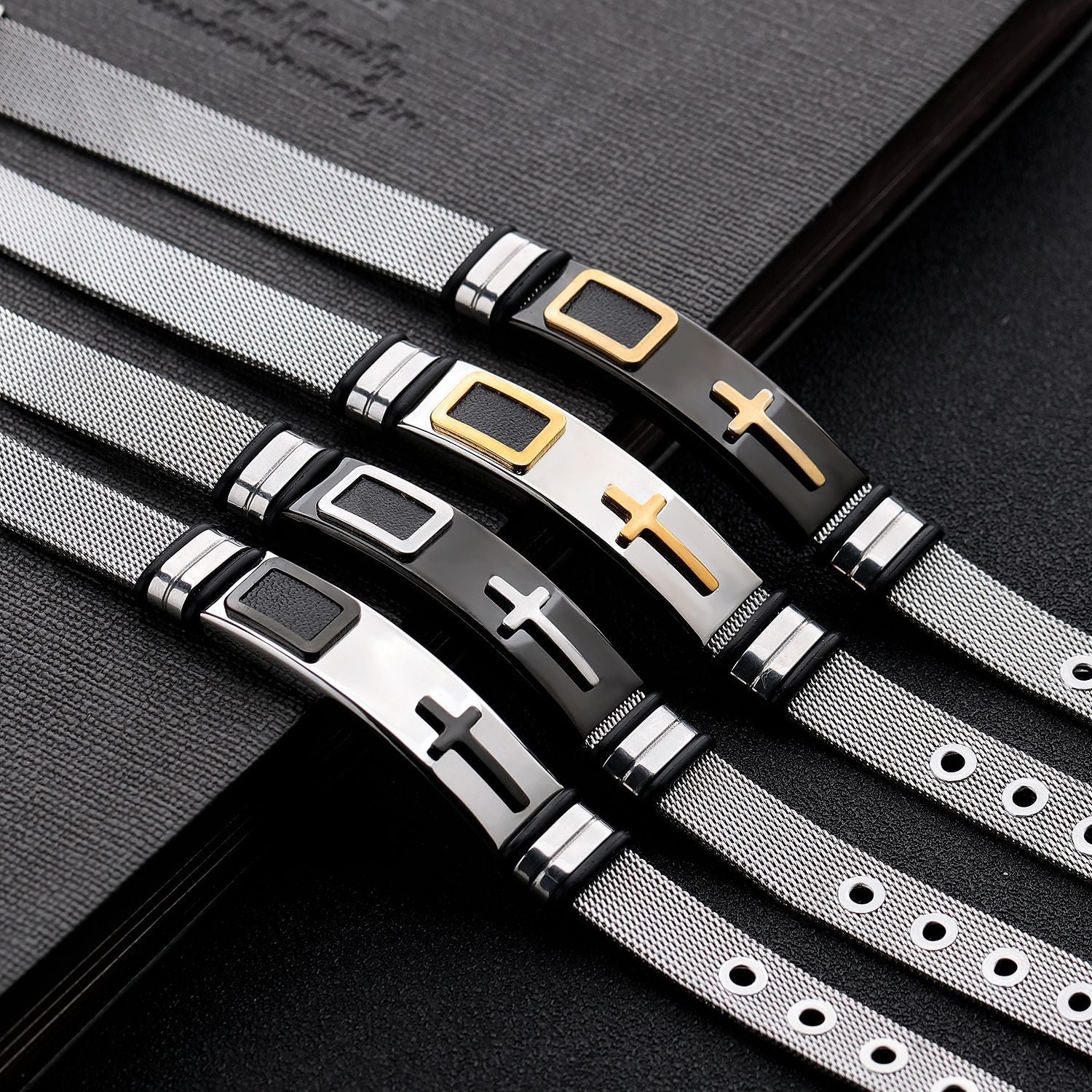 Men's Cross Bangle Bracelet Premium Stainless Steel