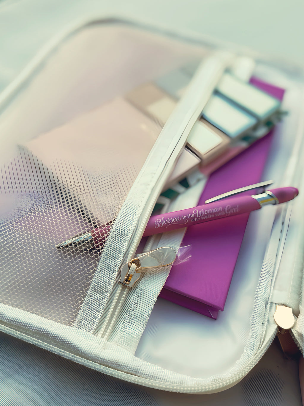 Personalized Pastel Pink Bible Cover Bag | Customize with Verse & Name