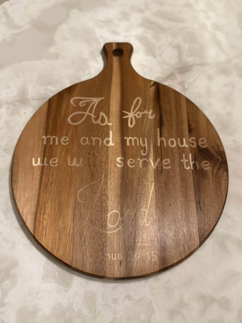Hand Carved Wooden Board Personalized Christian Home Décor Engraved Faith Wedding Gift