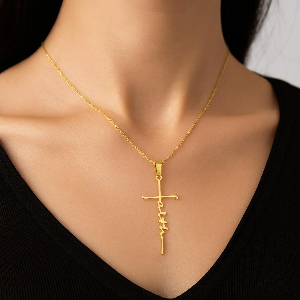 Cross Faith Necklace Christian Pendant Meaningful Graduation Gift Minimalist Religious Jewelry