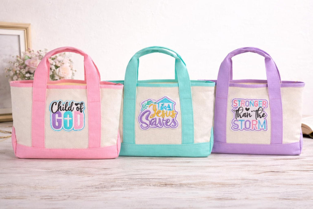 Personalized Children's Canvas Tote Faith Bag for Kids Gift Bible Verse Handbag Birthday Gift