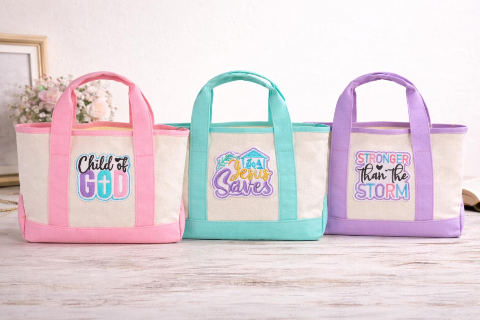 Personalized Children's Canvas Tote Faith Bag for Kids Gift Bible Verse Handbag Birthday Gift