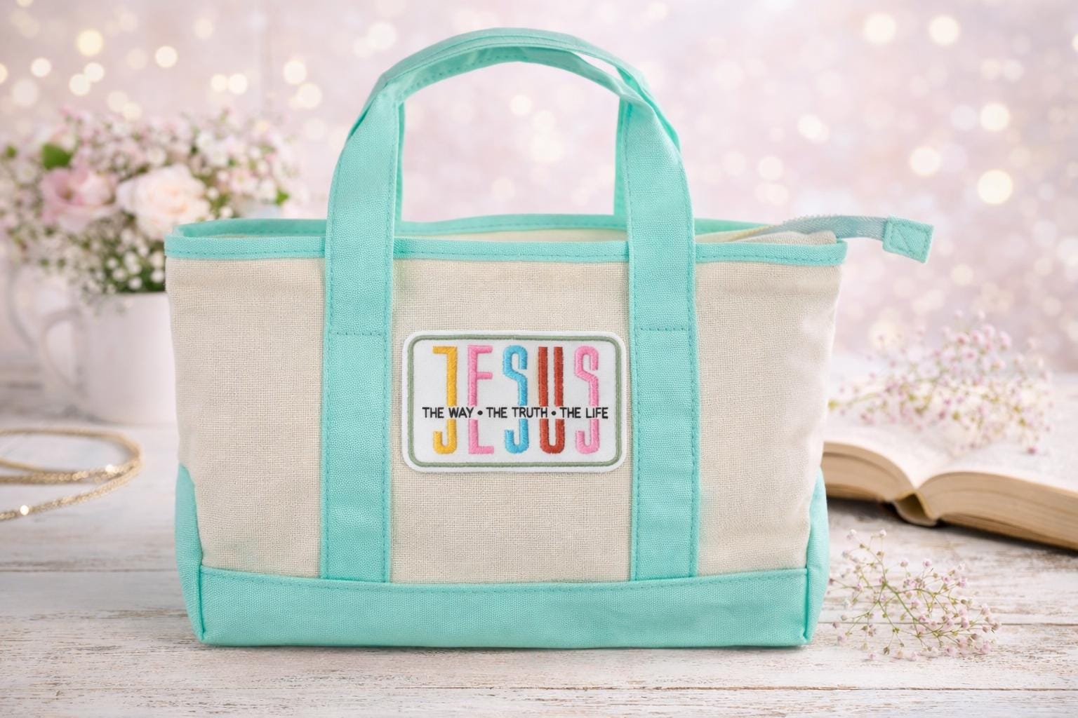 Personalized Children's Canvas Tote Faith Bag for Kids Gift Bible Verse Handbag Birthday Gift