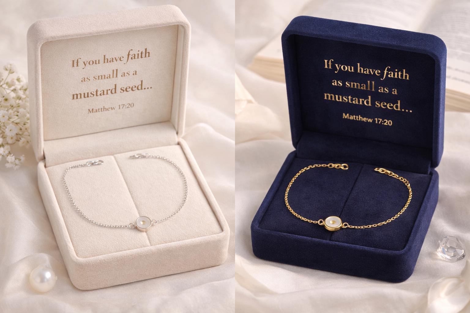 Mustard Seed Faith Bracelet, Stainless Steel Christian Jewelry, Present for Her
