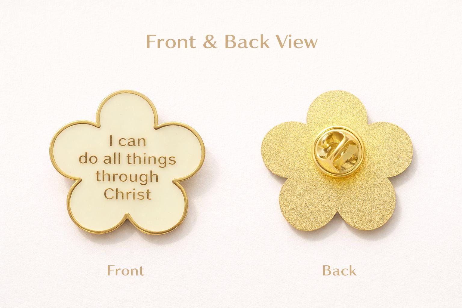 Gold Enamel Faith Accessory Elegant Flower Pin Gift Ready