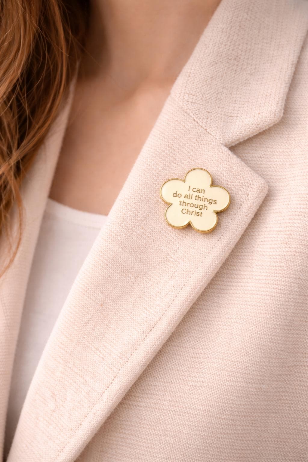 Gold Enamel Faith Accessory Elegant Flower Pin Gift Ready