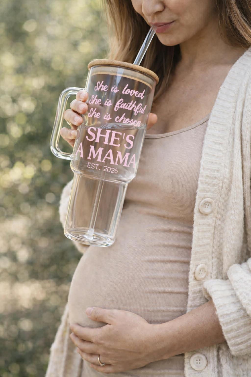 Glass Tumbler Personalized Christian Gift for Mother's Day Customized Water Bottle Present for Moms