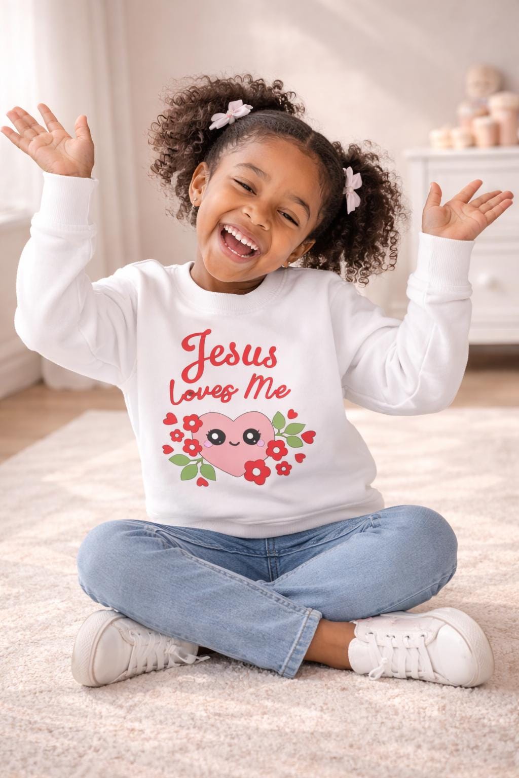 Kids Sweatshirt Christian Faith Apparel Custom Names and Bible Verse Sweatshirt Gift for Children