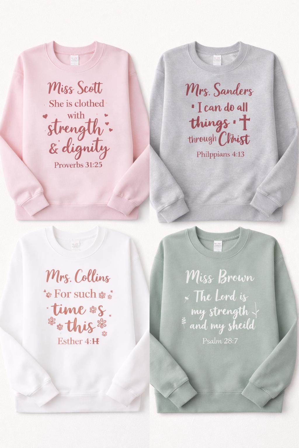 Personalized Sweatshirt for Teacher's Day Gift Custom Bible Verse & Name Crewneck Teacher Appreciation Gift