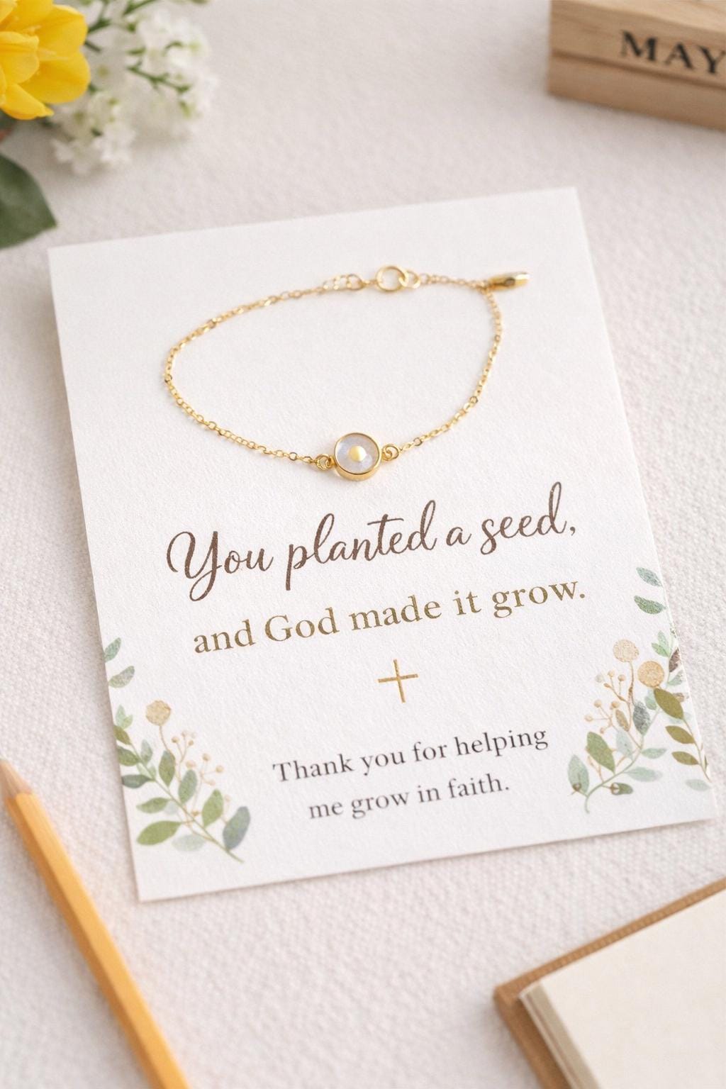Teacher’s Day Mustard Seed Bracelet Gold/Silver Plated Christian Teacher Appreciation Gift Ready Box