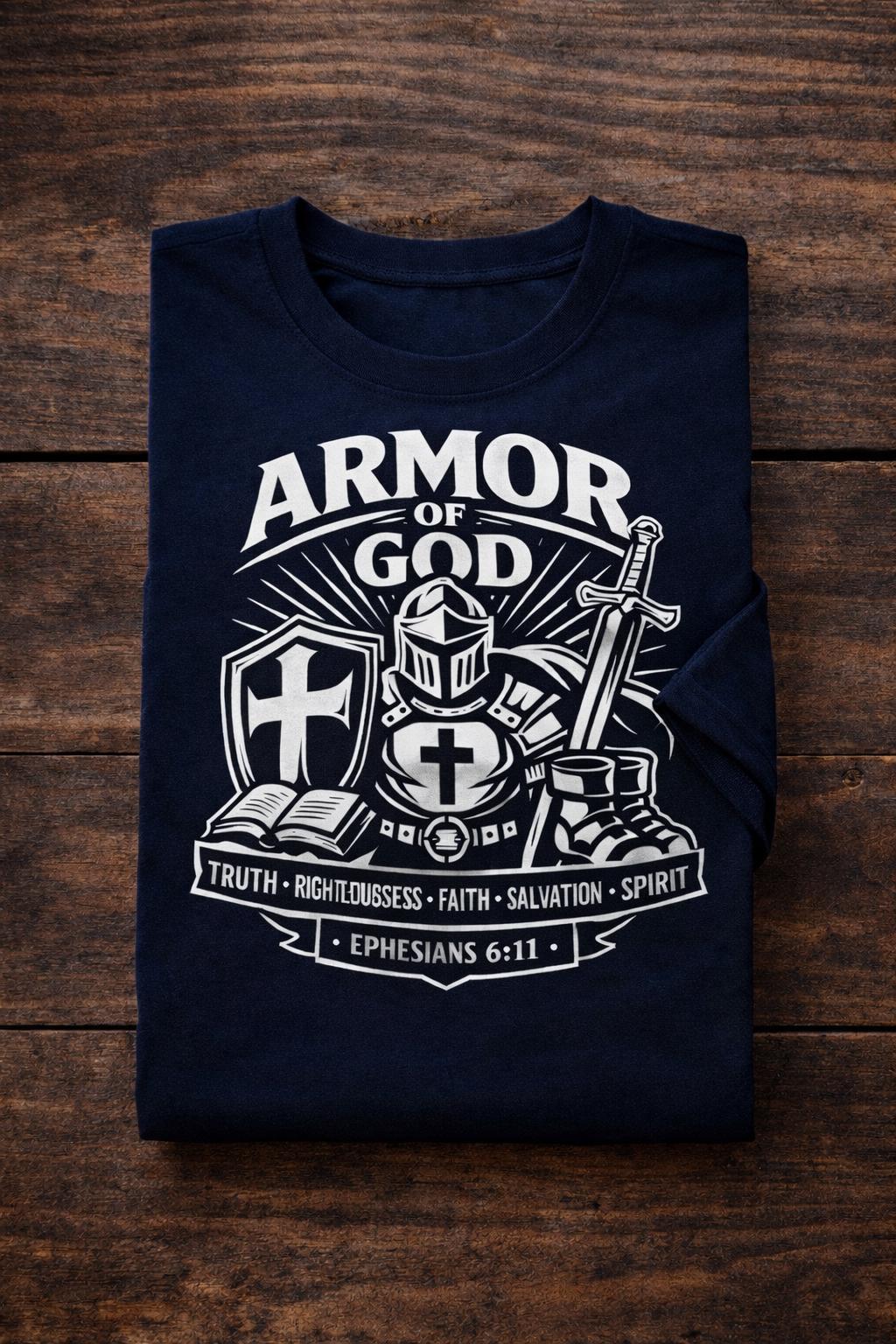 Personalized Armor of God T-shirt Christian Men's Gift Shirt Faith Apparel for Loved Ones
