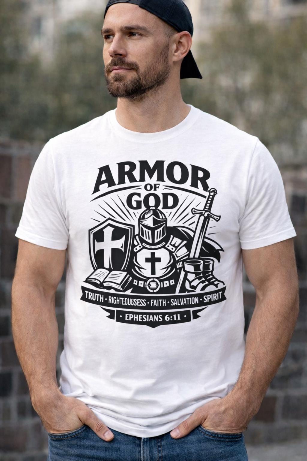 Personalized Armor of God T-shirt Christian Men's Gift Shirt Faith Apparel for Loved Ones