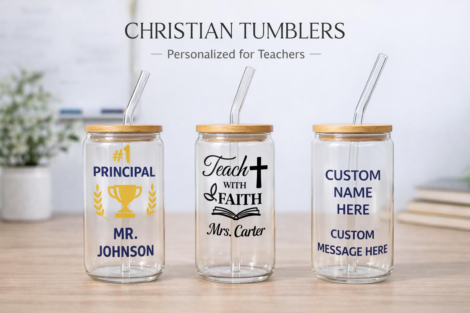 Customized Faith Teachers Glass Tumbler Fun Teacher Appreciation Present Teacher’s Day Gift Ready Box
