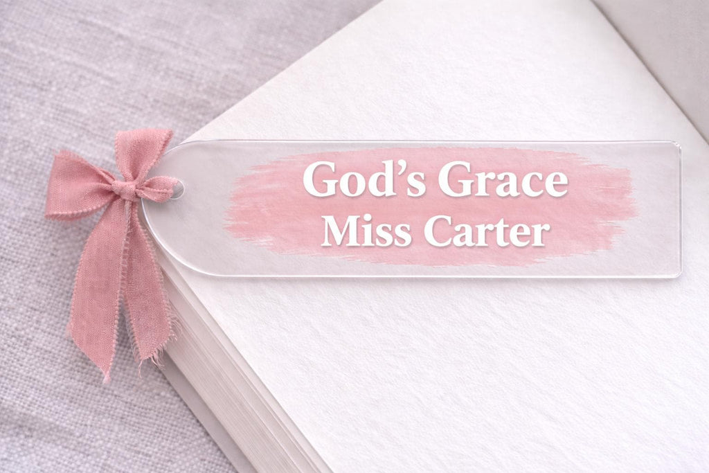 Handmade Personalized Acrylic Bookmark Gift Custom Name Bible Word with Ribbon