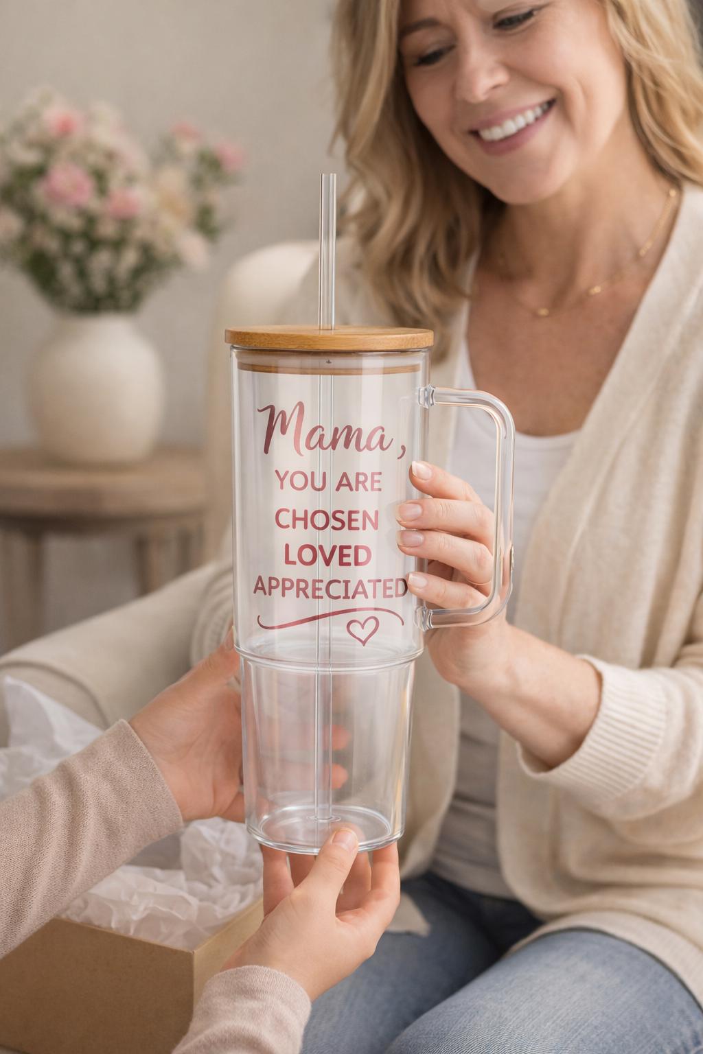 Personalized Glass Water Bottle Mother's Day Customized Christian Mothers Appreciation Gift Ready Box