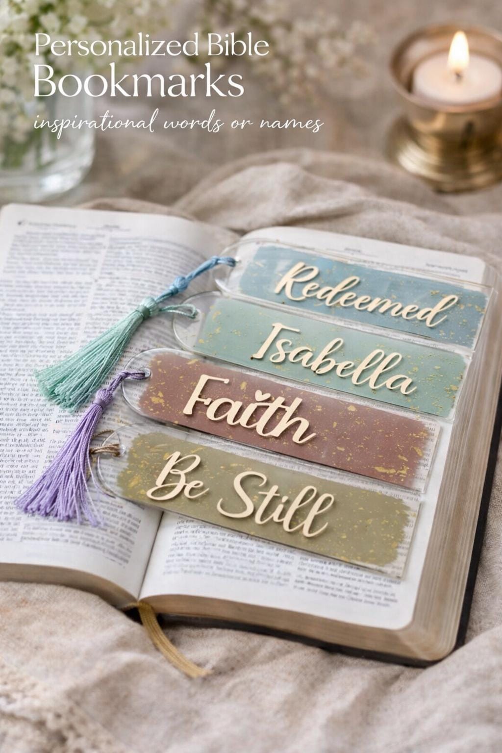Handmade Acrylic Bookmark Personalized Teacher's Day Gift Custom Bible Words & Names Teacher Appreciation Gift