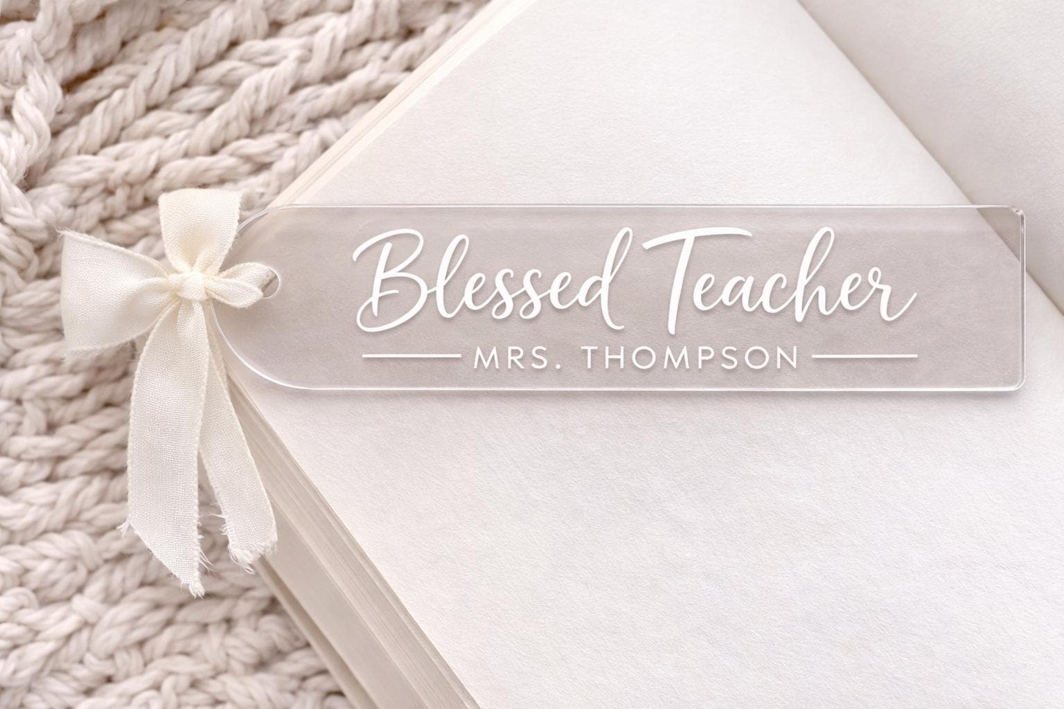 Handmade Personalized Acrylic Bookmark Gift Custom Name Bible Word with Ribbon
