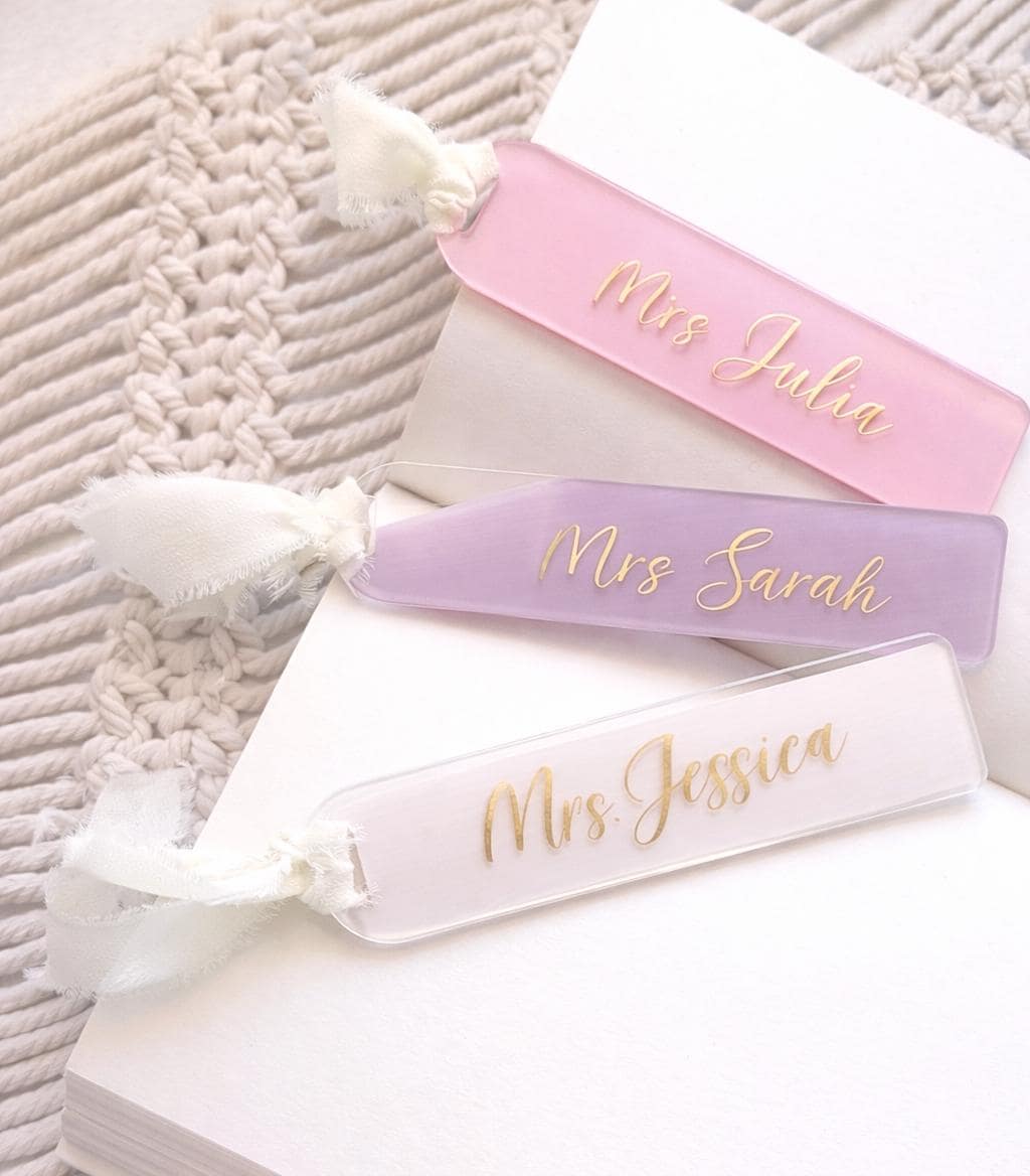 Handmade Personalized Acrylic Bookmark Gift Custom Name Bible Word with Ribbon