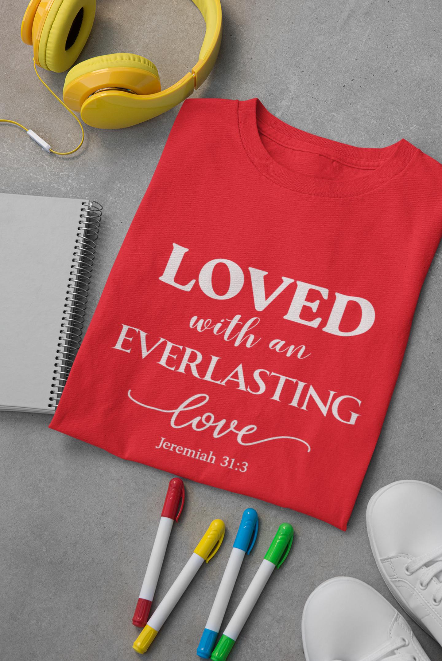 Kids Christian T-Shirt “Loved & Chosen” Summer Tee Young Adult Unisex Cotton Shirt Customizable Gift