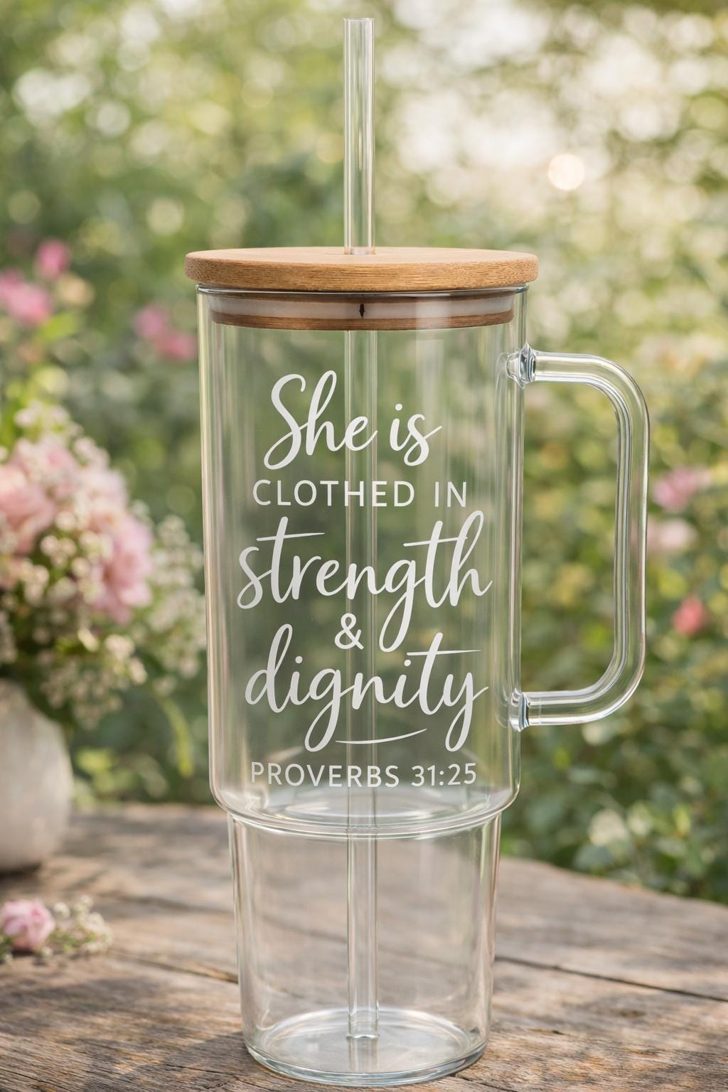 Glass Tumbler Personalized Christian Gift for Mother's Day Customized Water Bottle Present for Moms