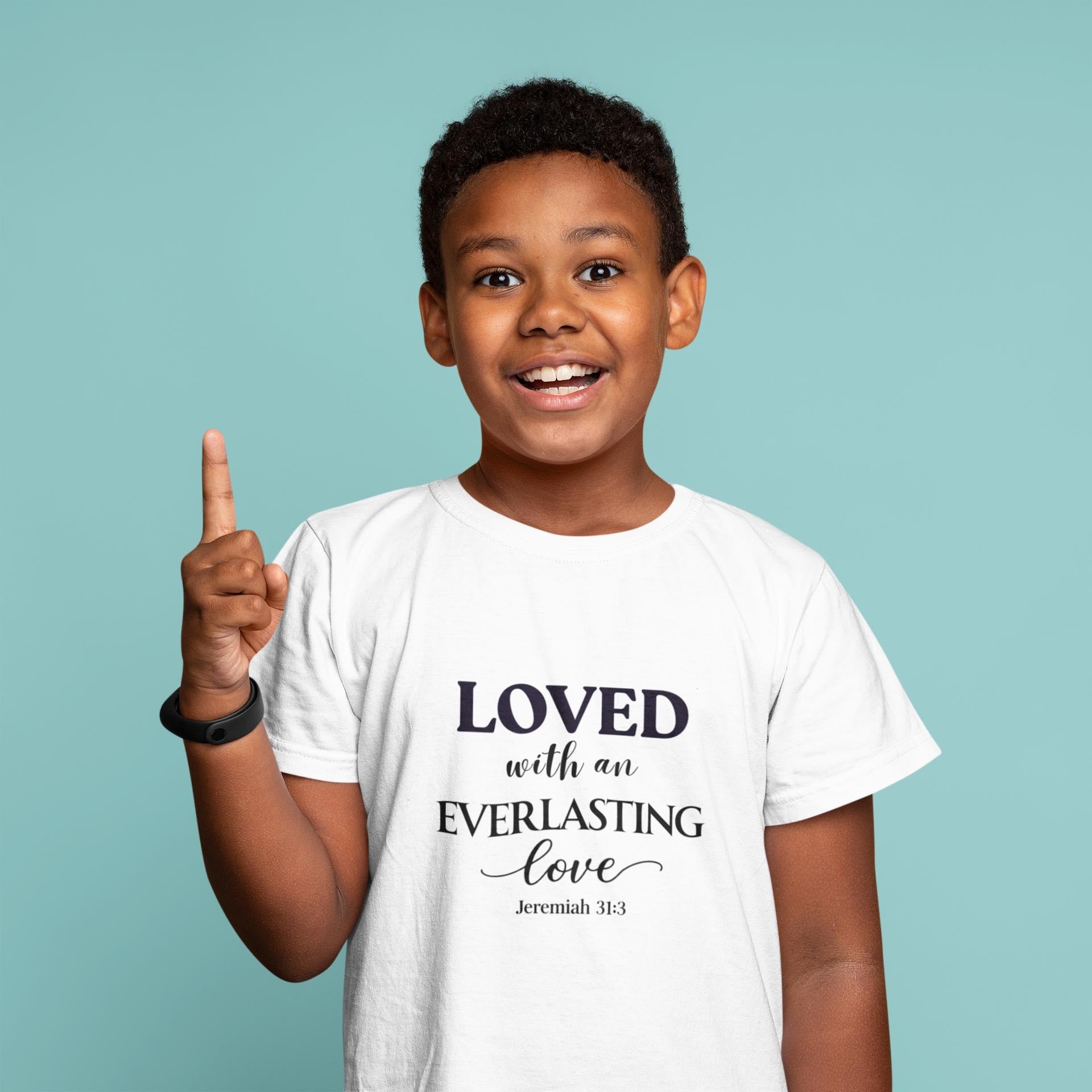 Kids Christian T-Shirt “Loved & Chosen” Summer Tee Young Adult Unisex Cotton Shirt Customizable Gift