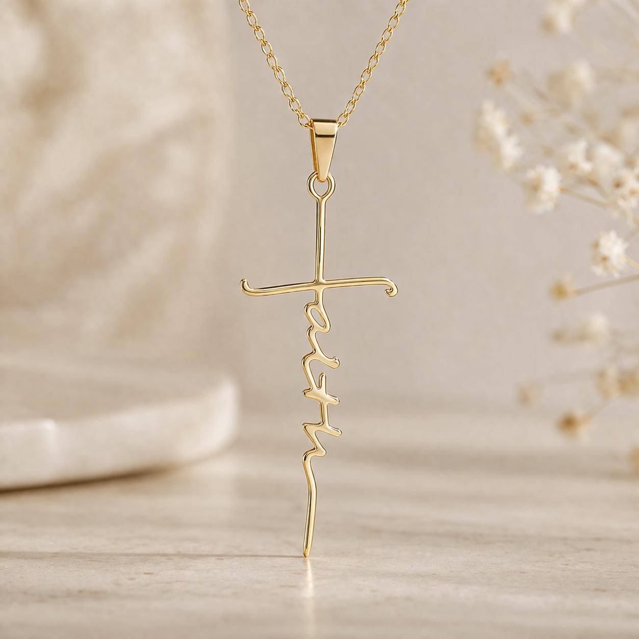 Cross Faith Necklace Christian Pendant Meaningful Graduation Gift Minimalist Religious Jewelry